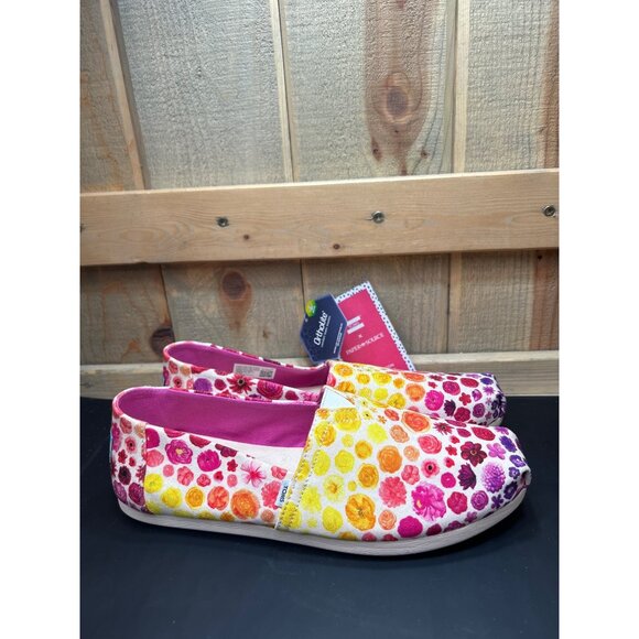 NWT TOMS X Paper Source Alpargata Rainbow Ombre Floral Print Shoes Size 8.5 - Picture 1 of 8